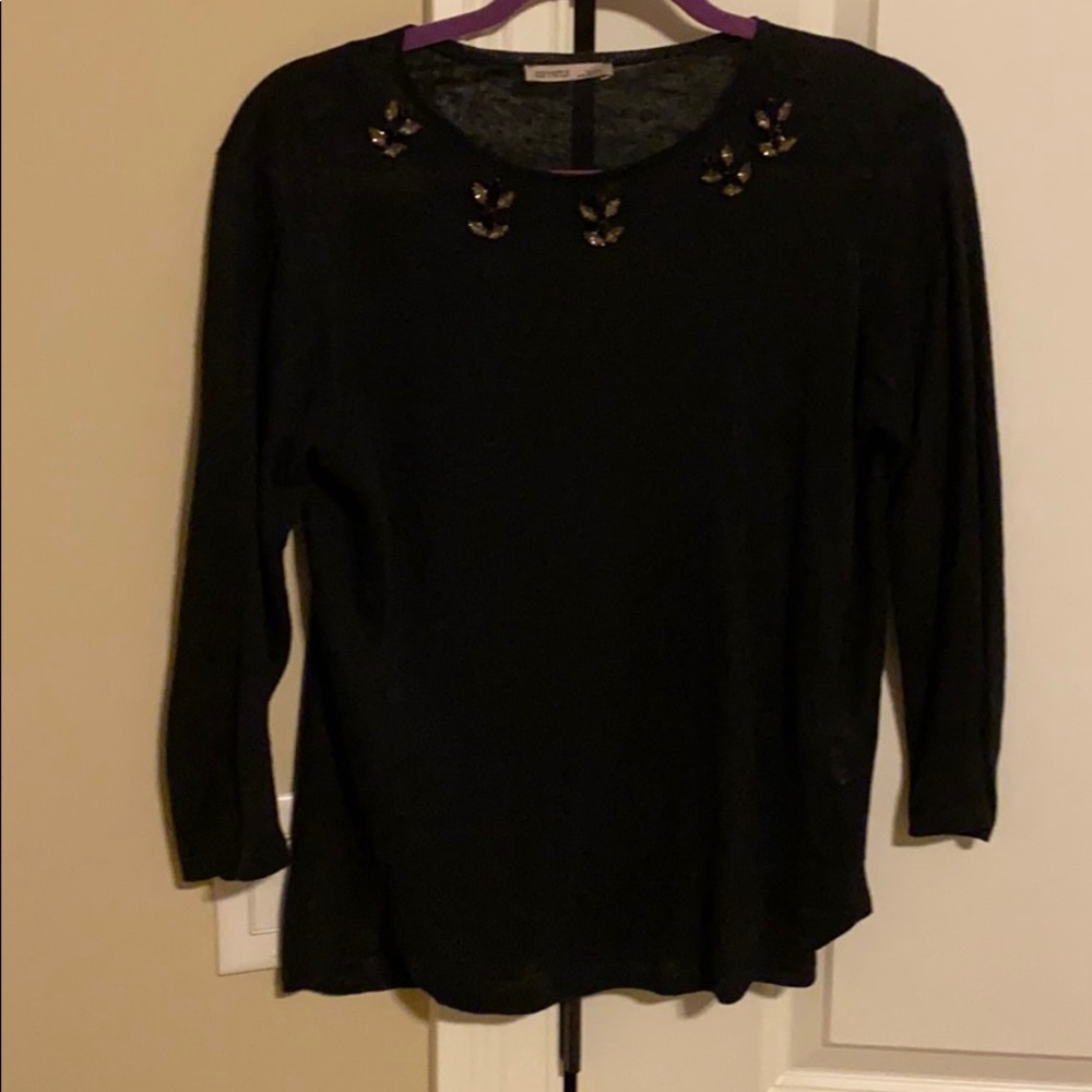 Zara black heathered top with embellishments - Picture 3 of 4